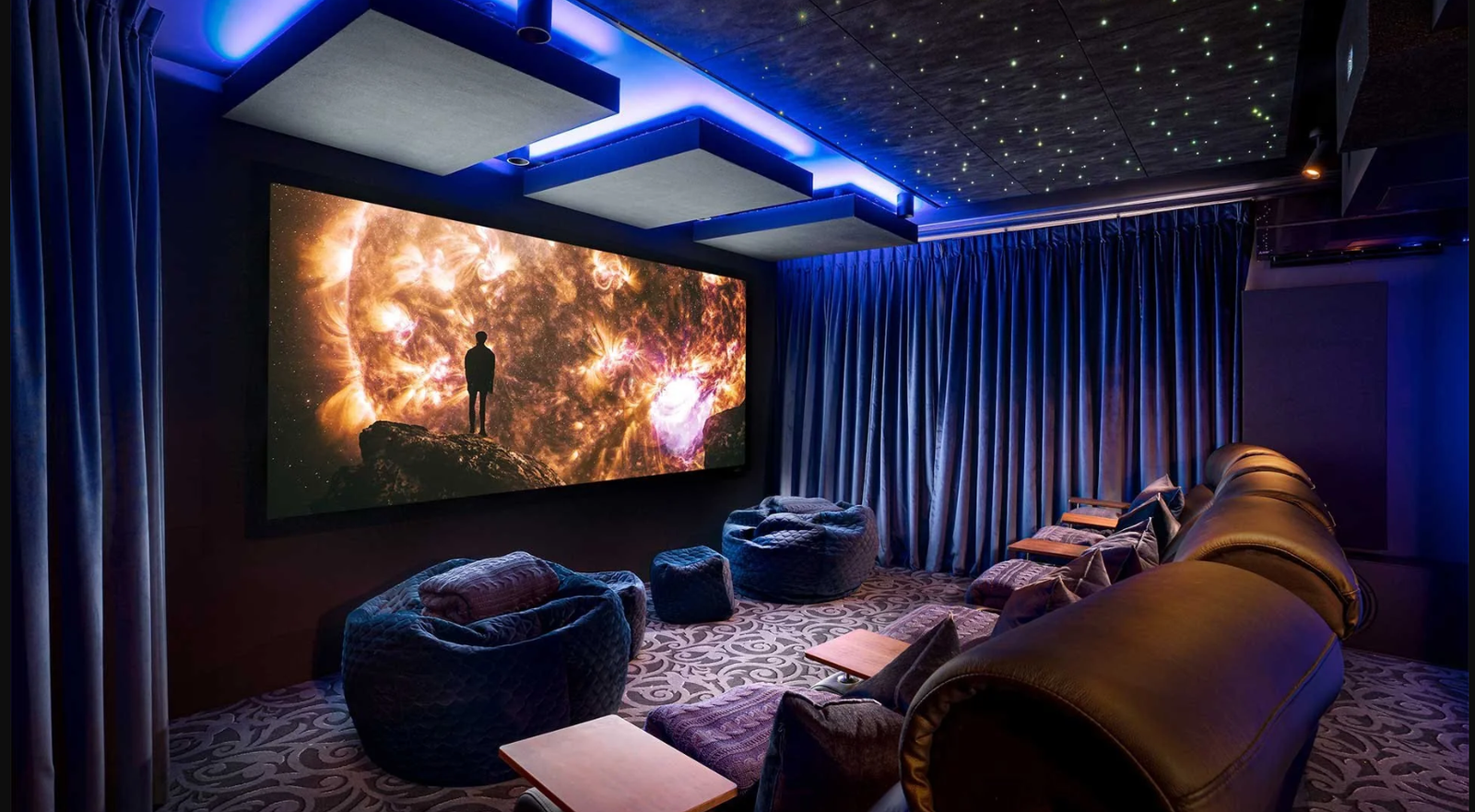 Professional acoustic treatment installation in a Hyderabad home theatre
