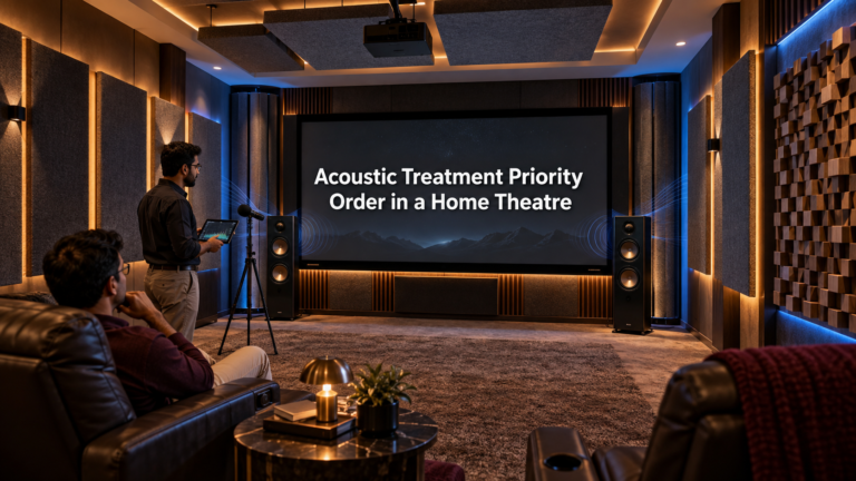 Acoustic treatment priority order in a home theatre