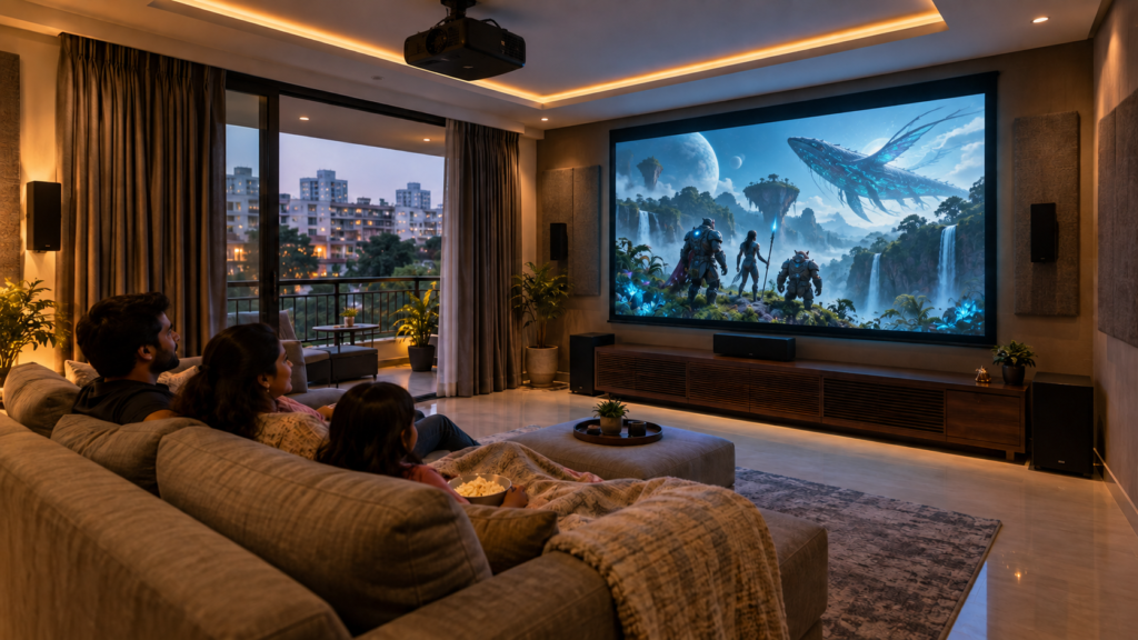 Home theatre installation in a Kondapur apartment