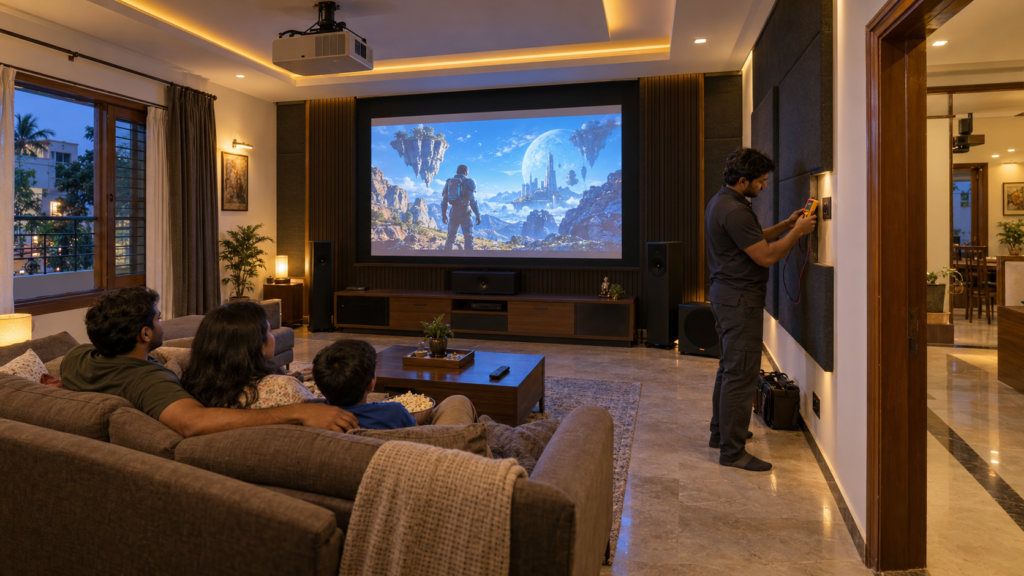 Home theatre installation in a Nallagandla independent house